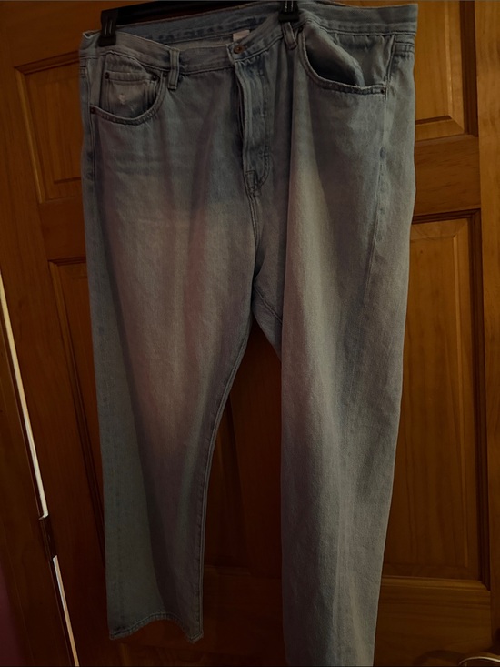NSF Denim - NSF Light Wash Straight Leg Jeans in Pale Blue